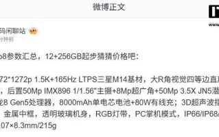 realme真我Neo8参数汇总，今晚发布