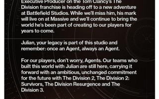 《全境封锁》掌门人Julian Gerighty离职，转投EA战地工作室