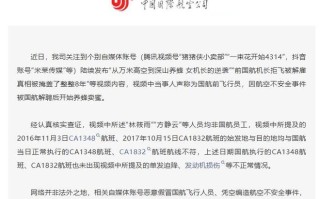 国航发布打假声明：个别自媒体账号假冒飞行员编造事故卖货