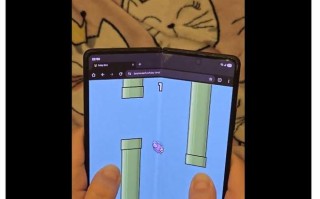 铰链大考验，玩家用折叠屏手机开合游玩《Flappy Bird》小游戏