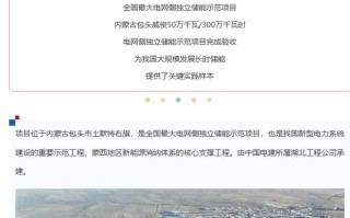 超大型电池，全国最大电网侧独立储能示范项目全容量投运